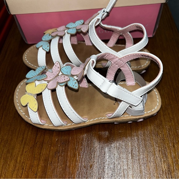 Maggie & Zoe Kids' White Sandals with Pastel Butterflies NEW - Picture 2 of 4